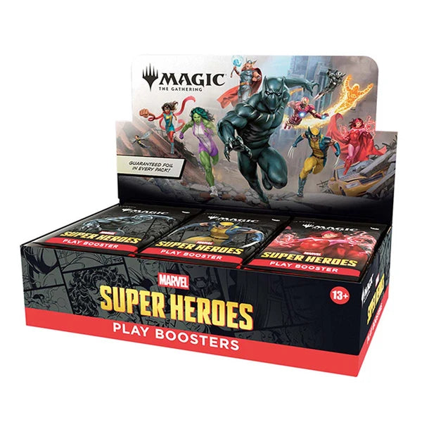 Universes Beyond- Marvel Super Heroes Play Booster Display